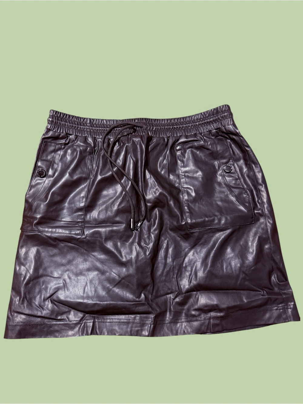 Vegan Leather Drawstring Mini Skirt | Black
